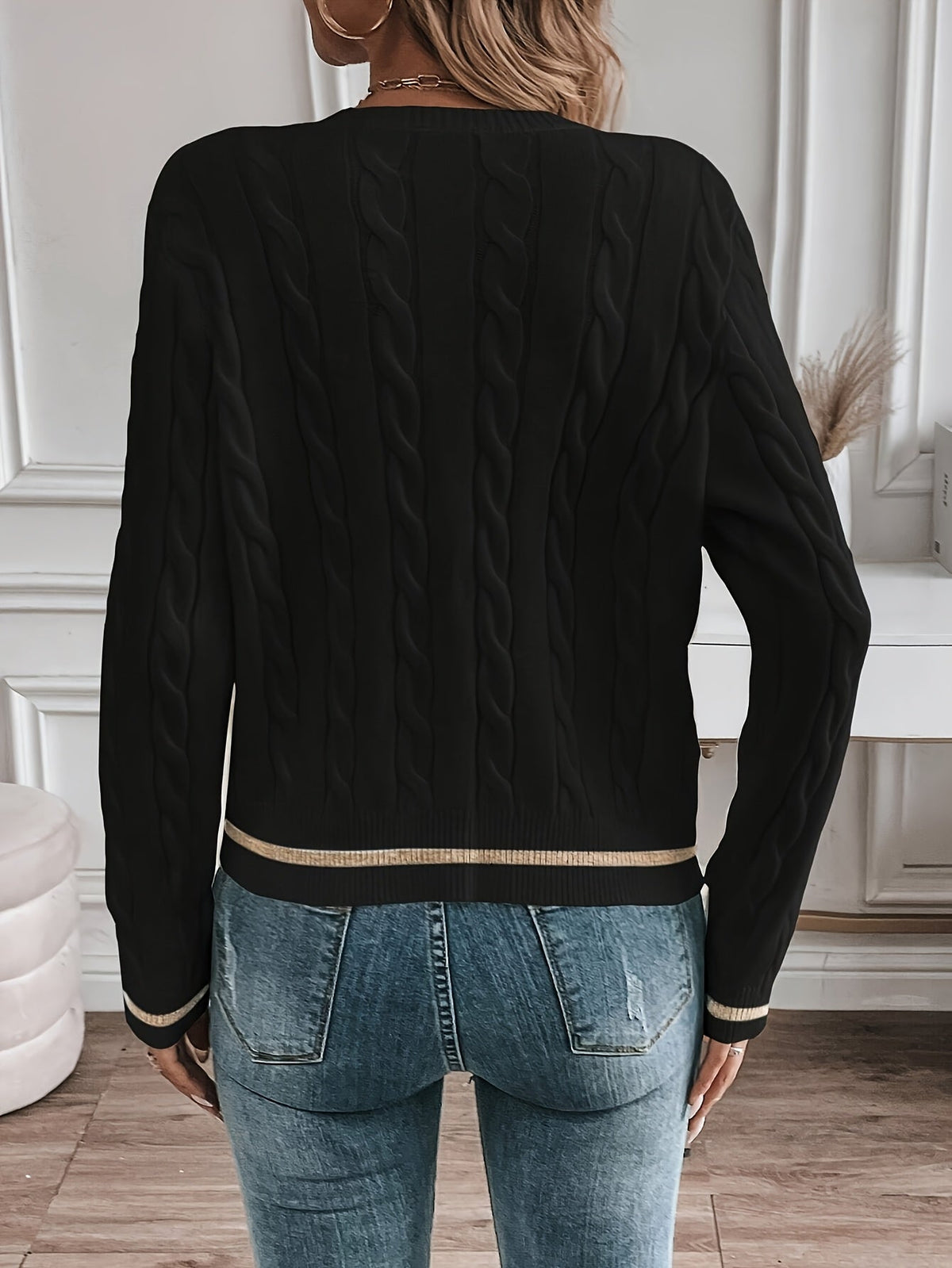 Cable-Knit Button Cardigan