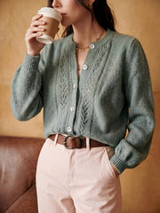 Openwork Round-Neck Cardigan