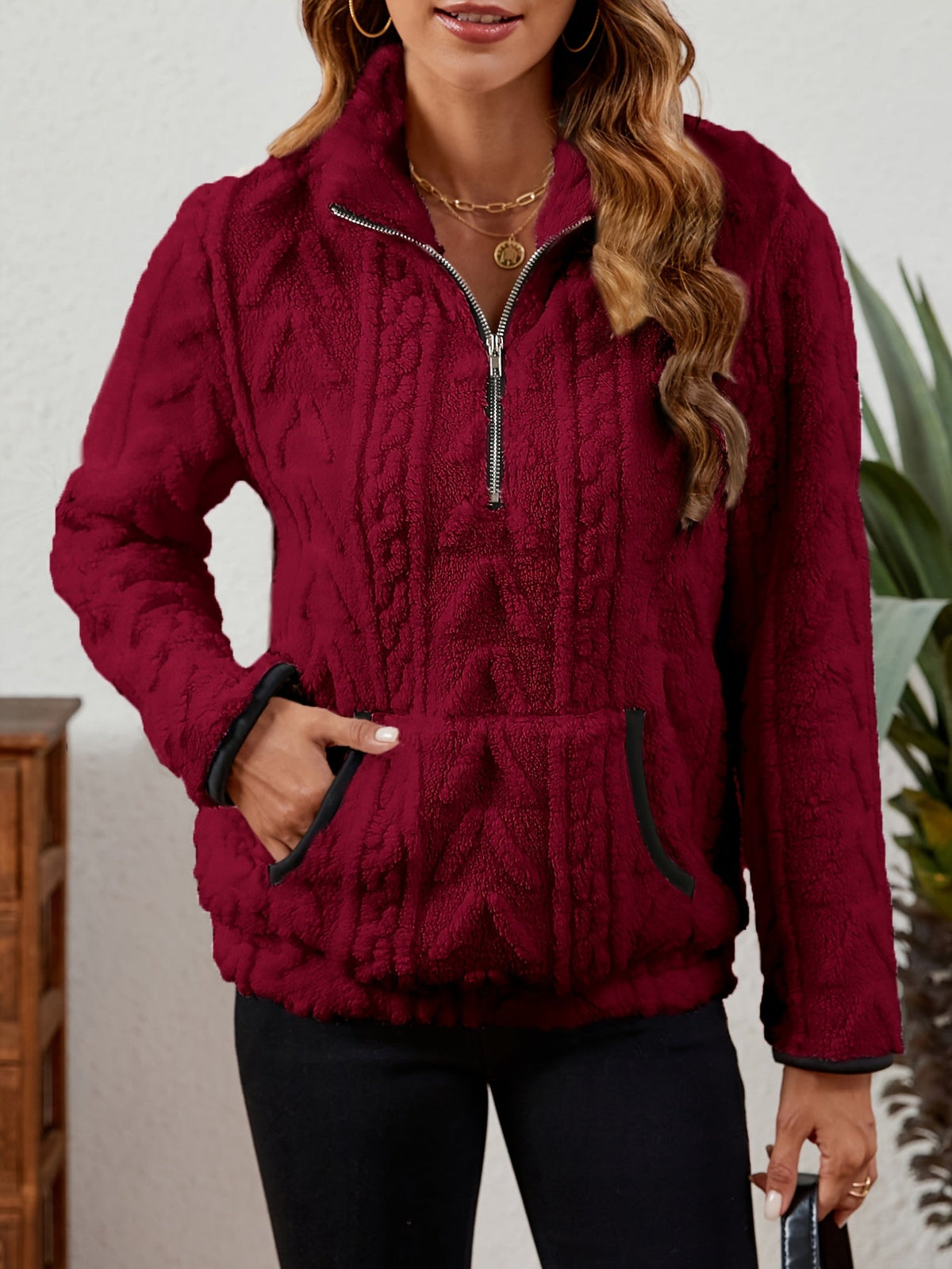 Textured Half-Zip Pullover
