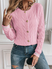 Cable-Knit Button Cardigan