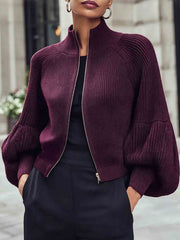 Cropped Zip-Up Cardigan