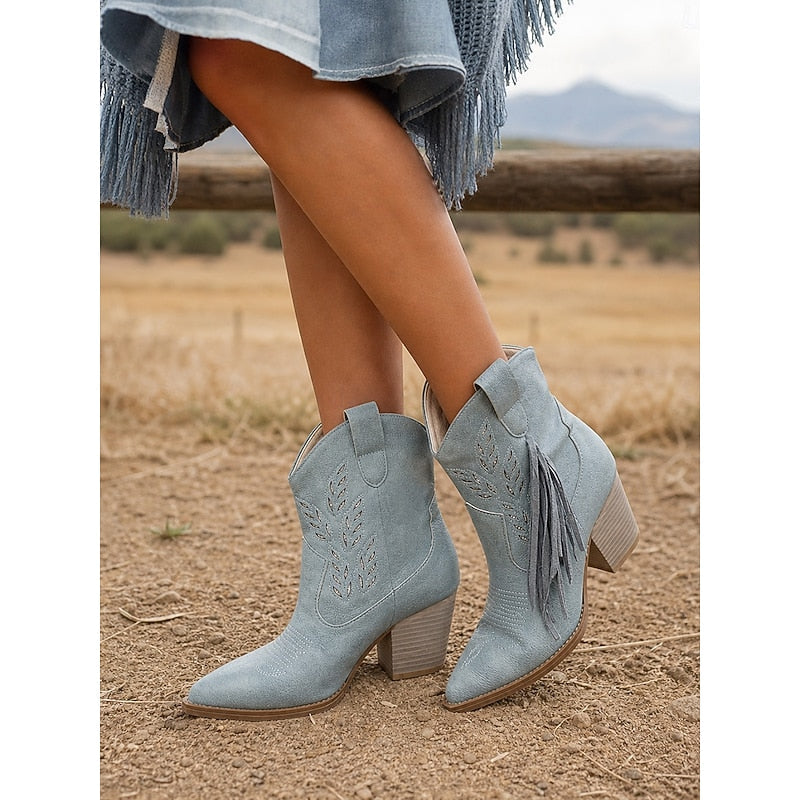 Western Tassel Ankle Boots