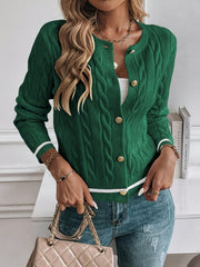 Cable-Knit Button Cardigan