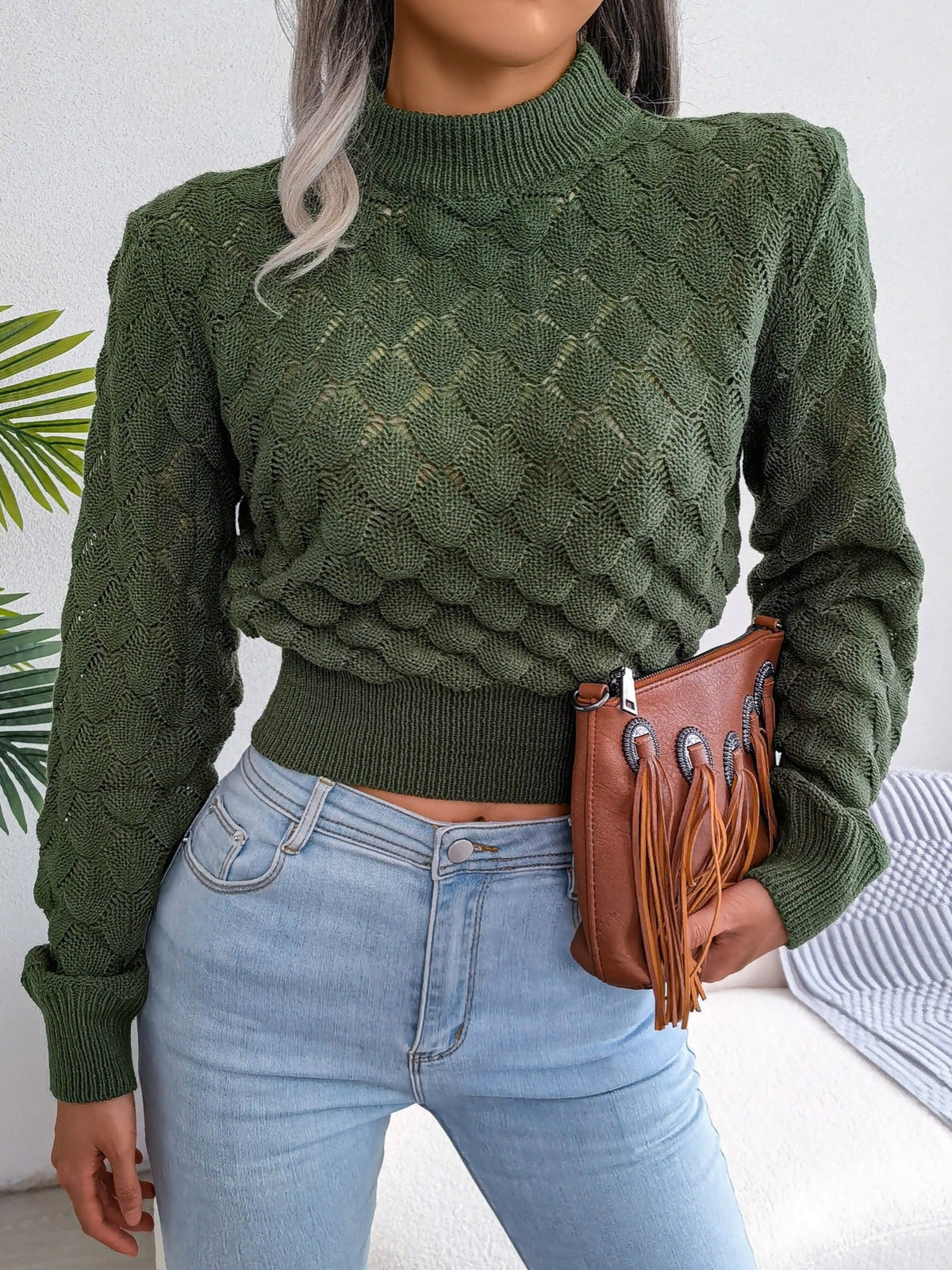 Textured Cropped Jumper