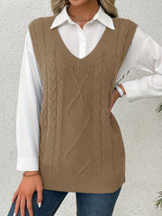 Cable-Knit V-Neck Sweater Vest