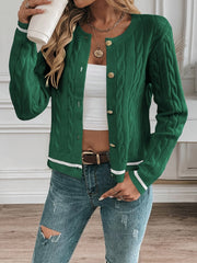 Cable-Knit Button Cardigan