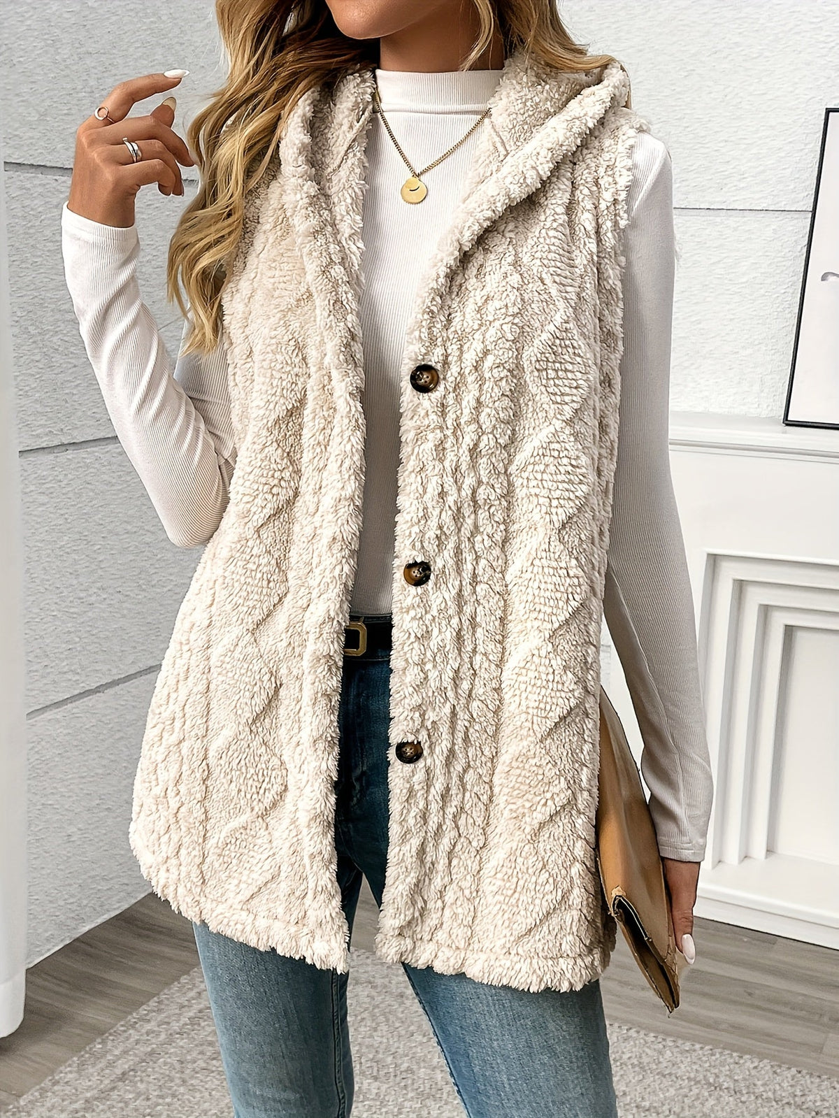 Textured Hooded Gilet