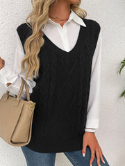 Cable-Knit V-Neck Sweater Vest