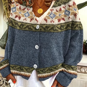 Patterned Button-Front Cardigan