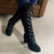 Lace-Up Knee-High Boots