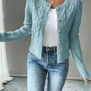 Cable-Knit Button-Front Cardigan