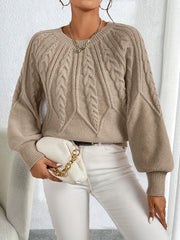 Cable-Knit Lantern-Sleeve Sweater