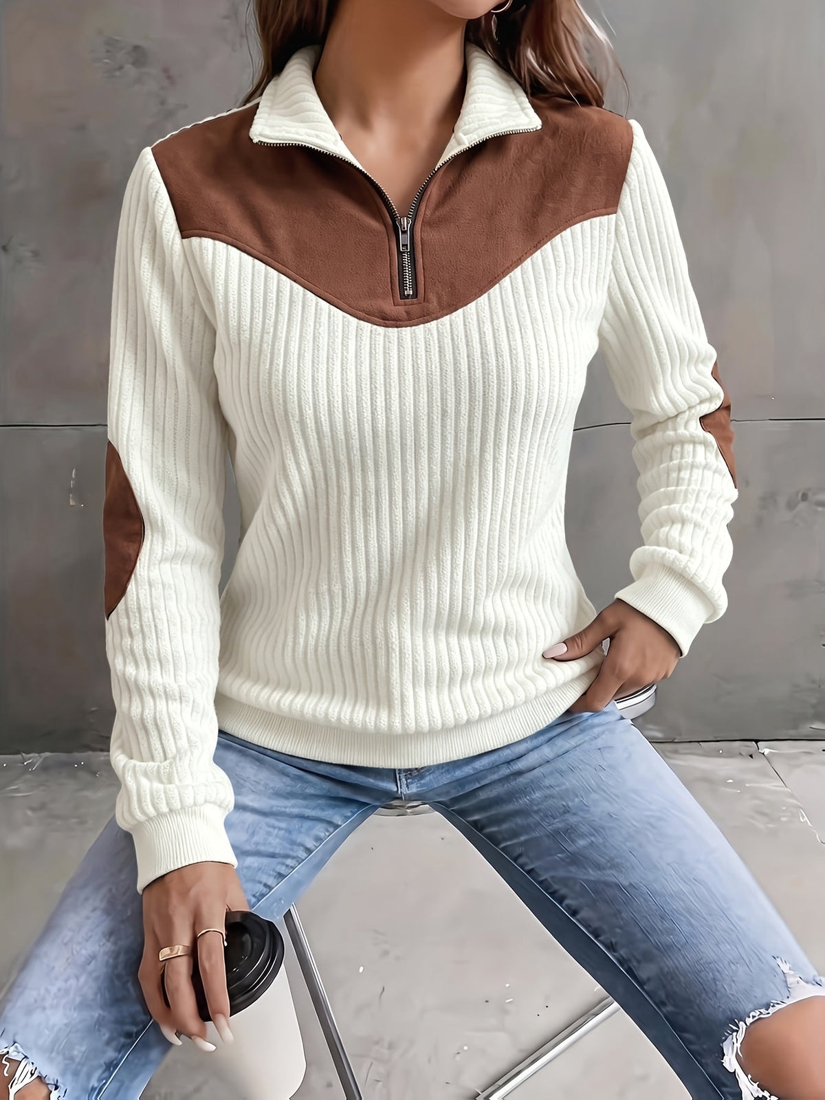 Half-Zip Ribbed Pullover