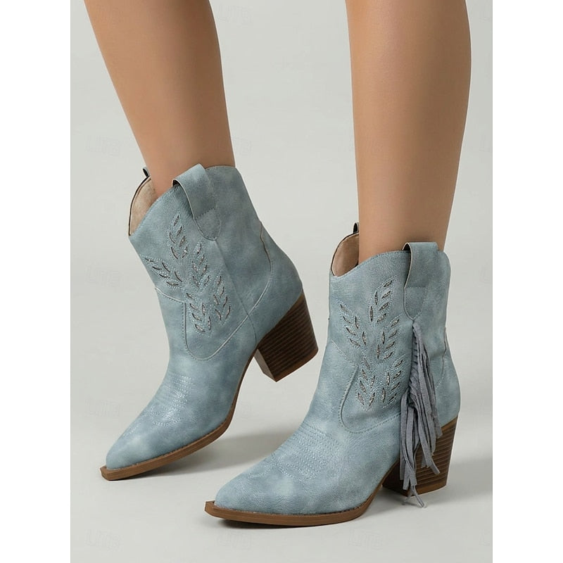Western Tassel Ankle Boots