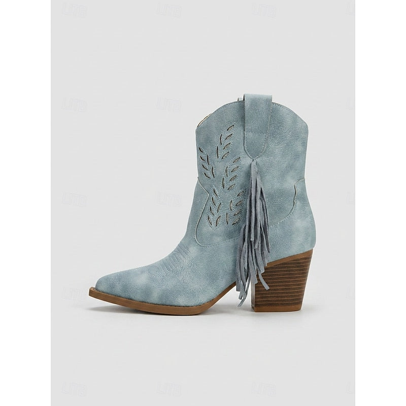 Western Tassel Ankle Boots