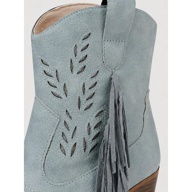 Western Tassel Ankle Boots