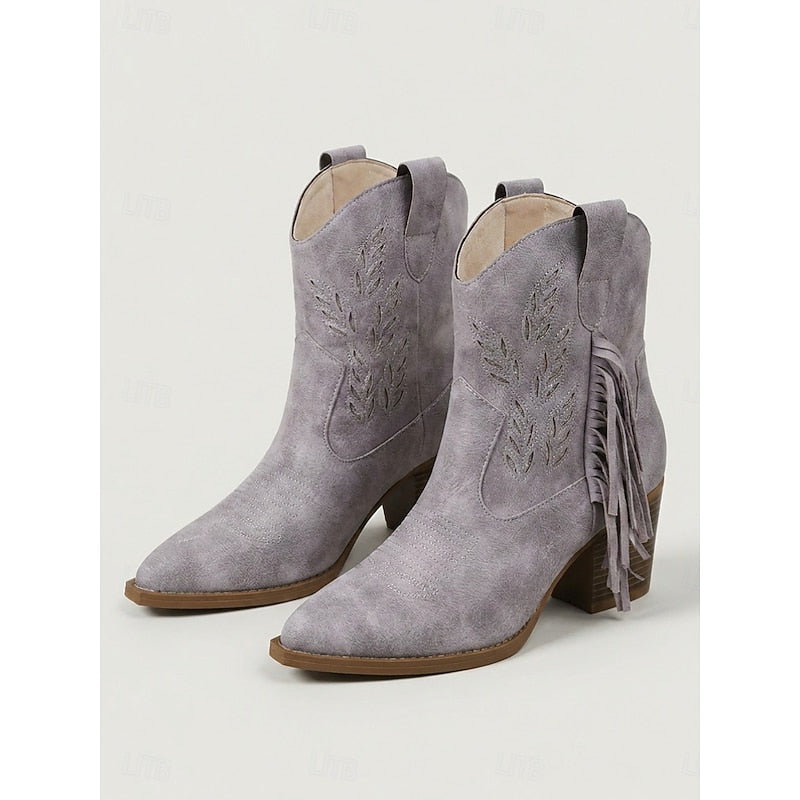 Western Tassel Ankle Boots